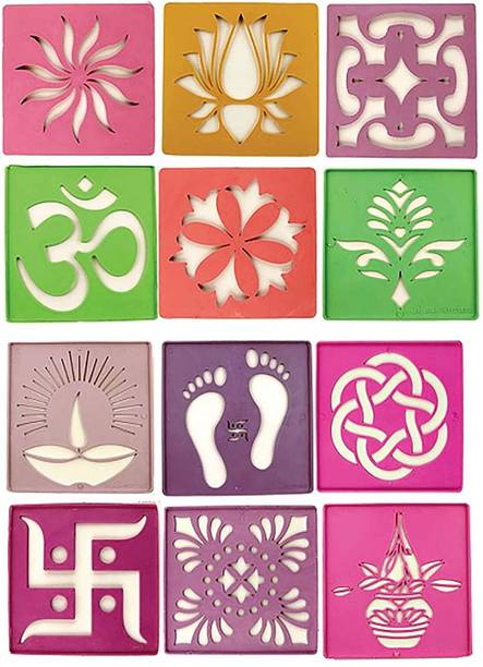 Rangoli Kit 10 Rangoli Stencil Art Diwali Decoration10 Rangoli Color Bottles 80g Rangoli Kit 10 Rangoli Stencil Art Diwali Decoration10 Rangoli Color Bottles 80g