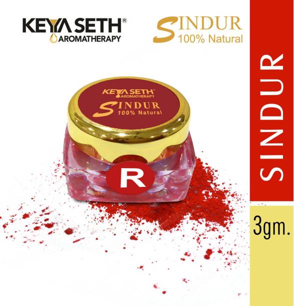 KEYA SETH AROMATHERAPY 100% Natural Dust Sindoor Red with Herbs Extracts & Floral Pigments Kumkum, No side Effects & No Hair Fall - 3gm Sindur