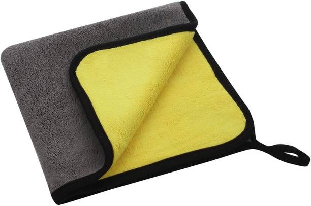 SoftBiz Microfiber Cleaning Thick Lint & Streak-Free Multipurpose Clothes - Automotive Microfibre Towels for Car Bike Cleaning Polishing Washing & Detailing Dual Color 40X45cms 750GSM (Yellow) Wet and Dry Microfiber Cleaning Cloth