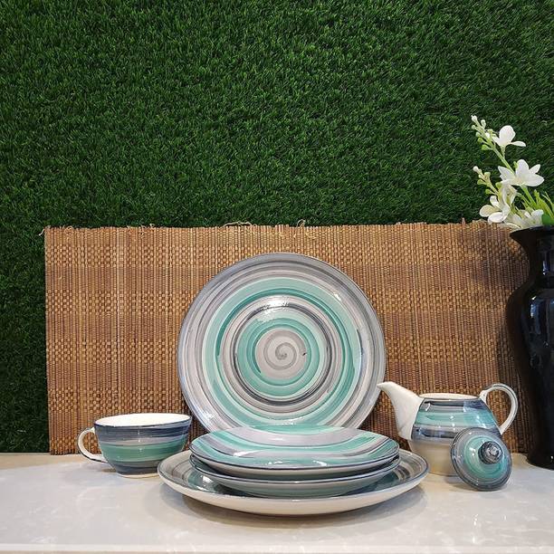 कैफीन Handmade Sea Green and Grey Breakfast Combo 5 का पैक डिनर सेट