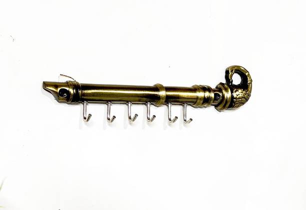 KridayKraft Peacock Flute Shape Metal Wall Key Holder for Home Decor and Gifting Aluminium Key Holder