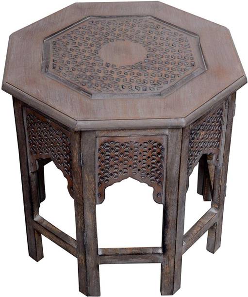 Artesia Wooden Handcrafted Carved Solid Folding Grey Coffee Table Solid Wood Side Table Solid Wood Side Table