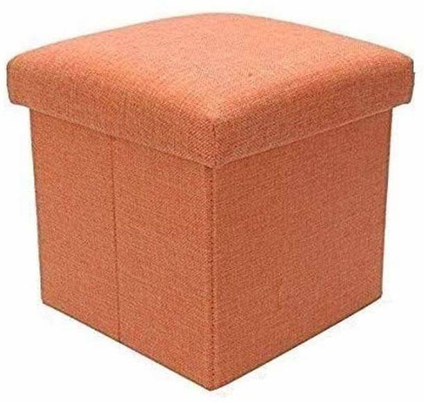 Maison & Cuisine Portable & Foldable Storage Stool for Living Room 30x30x30 (727) Orange Living & Bedroom Stool