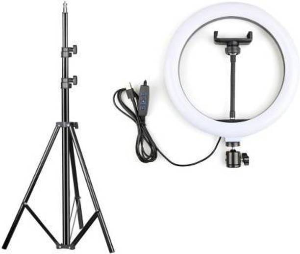 Wrapo 10 Selfie Ring Light Tripod Stand & Phone Holder 3 Modes 10 Brightness Level 120 LED Bulbs Dimmable Selfie Ringlight for Live Stream Makeup YouTube Video Photography Shooting Ring Flash