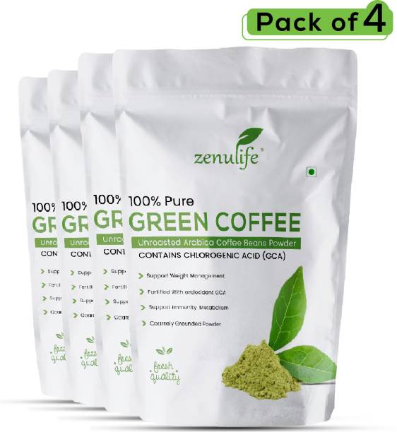 zenulife Green Coffee Beans Powder for Weight Loss Natural & Pure Instant Coffee 50g Pack of 4 Instant Coffee
