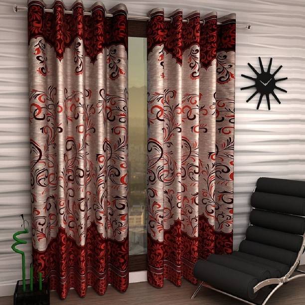 Home Sizzler 153 cm (5 ft) Polyester Semi Transparent Window Curtain (Pack Of 2)