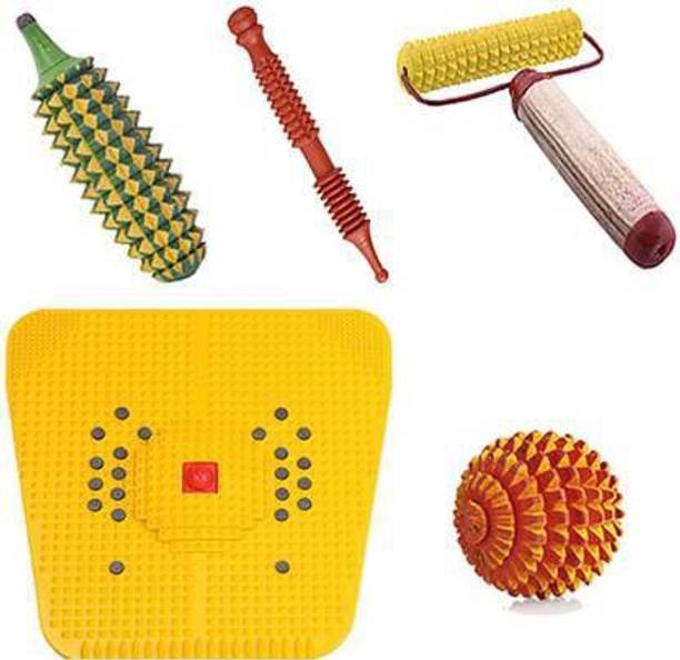 AcuHealth EG157 Acupressure Massager Tools Kit For Stress and Pain Relief (Natural Care) With Bio-Magnetic Power Foot Mat (Magneto-Therapy) (Pack of 5) Massager