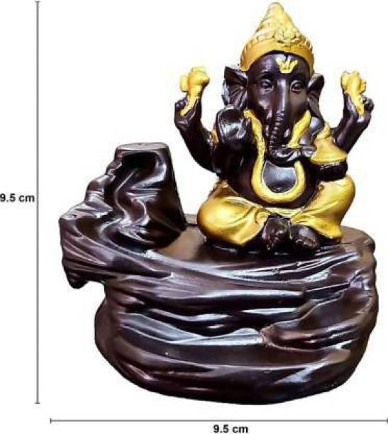 Rokay Handicrafted Smoke Ganesha Water Fountain Backflow incense burner with 10 Smoke Backflow Incense Cone in Incense Sticks for home|Lord Ganesha Idols for home decor|Meditating ganesha|Smoke ganesh in Religious Idols|Smokeganesha in Spiritua&amp; Festive Décor|smoke fountain|Ganesha Statue|Ganesha idol for car dashboard, gifts, home &amp; Showpieces &amp; Figurines|Ganesh ji ki Murti|ganpati||Statues|ganesha showpiece|Home decor showpieces |Showpiece for living room|showpiece gift set|Showpieces in home Polyresin Incense Holder (Multicolor) Decorative Showpiece  -  9 cm