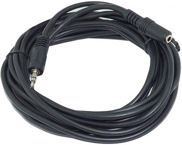 JAMUS AUX Cable 5 m gold plated 3.5mm Aux extension cable ,ale to female 5 m AUX Cable (Compatible with speaker, Black, One Cable)
