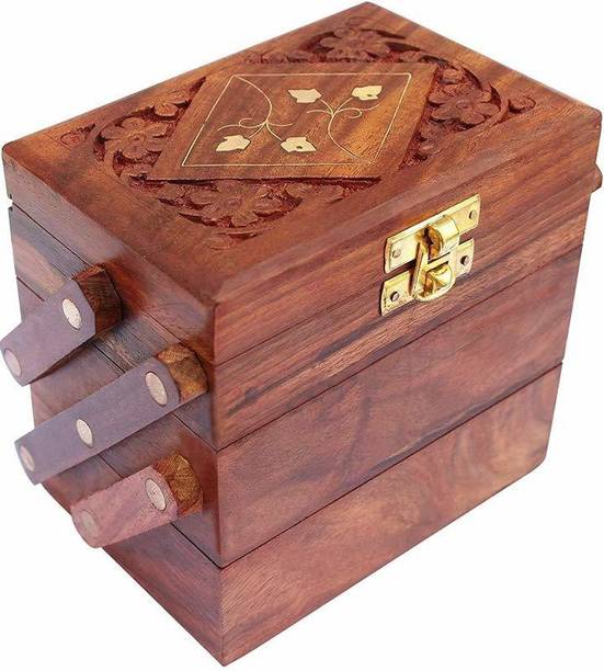 Handicrafts Goods Wooden Handmade Jewellery Box with 3 container Vanity Box, Jewellery Box Vanity Box
