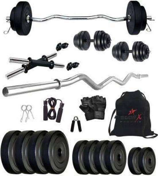 Star X 20 kg PVC weight with 3ft Curl Rod and Accessories Home Gym Combo
