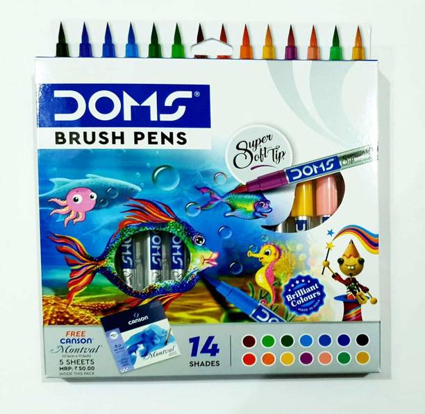 DOMS BRUSH PEN 14 SHADE INCLUDES 1 SILVER & 1 GOLD