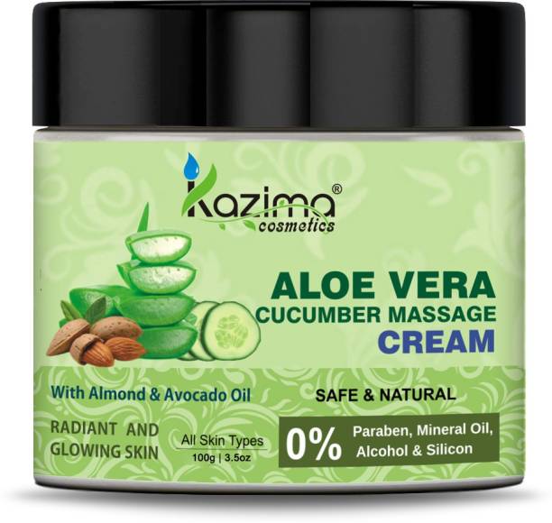 KAZIMA Aloe Vera & Cucumber Massage Cream with Almond & Avocado Oil for All Skin types | Radiant & Glowing Skin