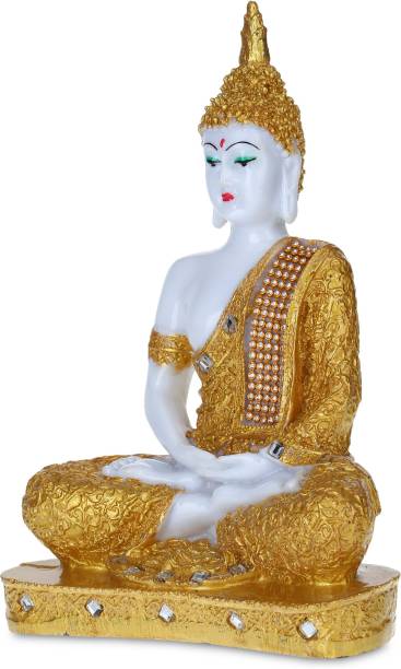 GW Creations Beautiful Lord Gautam Buddha in Meditating Position Statue for Home Decor Decorative Showpiece  -  22 cm