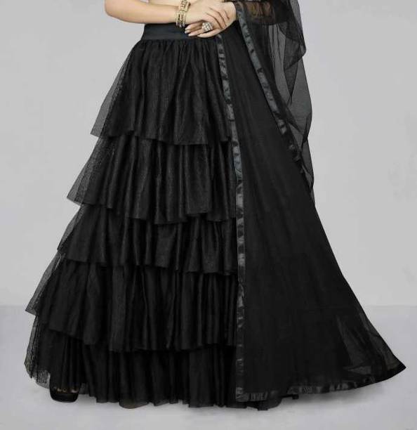 Women Self Design A-line Blue Skirt