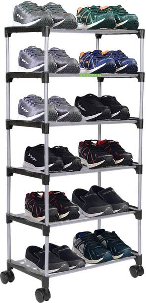 FLIPZON Premium 6 Shelve Smart Shoe Rack/Multipurpose Storage Rack with Wheels Metal Shoe Stand