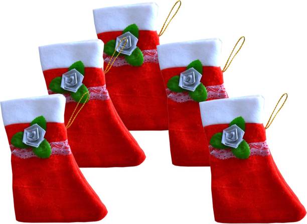 ME&YOU Christmas stocking, Decorative Hanging Socks Red and White Color with star decorative (Pack 2) Christmas Stocking
