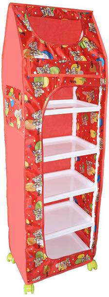 LOOKNSNAP Baby 6 Shelve Unbreakable Material PVC Collapsible Wardrobe