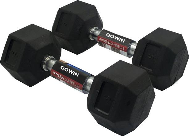 Gowin Dumbbells Set , Hex Dumbbells , Hex Dumbbell 1 Pair of 5KG Fixed Weight Dumbbell
