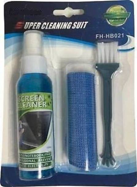Ang 3 in 1 Screen Cleaning Set for PC, Laptops, Monitors, Mobiles, LCD, LED, TV/Professional Quality 100ml with Micro Fibre Cloth and Brush for Computers, Laptops, Mobiles
