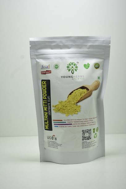 Young Herbs Organic Pure Natural Multani Mitti Pack of 1 (Bentonite Clay)