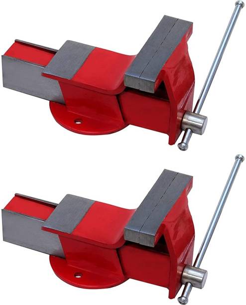 gizmo Bench vice, Bench Vise 4 Inch, Fixed Base Steel Iron Vice/Vise (Red, Pack of 2) Multi Vise Tool