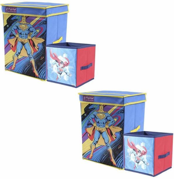 PrettyKrafts Superman Toys Organizer (Set of 4 Pieces - Big & Small), Storage Box for Kids Storage Box