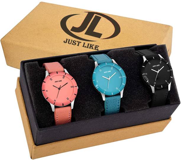 Wrist Watches Analog Watch  - For Girls Designer Multi Colorful Dial Leathers Strap (Casual+PartyWear+Formal) Pack Of 3 combo watch For Girls And Women