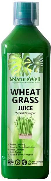 Naturewell Premium Wheat Grass Juice 500 ml.Natural Juice for Building Immunity.Effective for Detoxification. High Chlorophyll.Fresh Sprouted Premium Wheatgrass | No Added Artificial Flavours I Gluten Free I