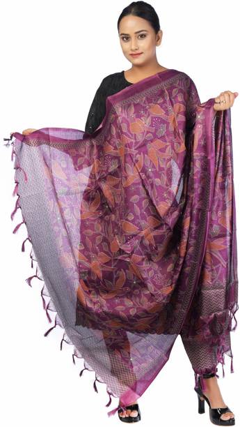 Art Silk Printed Purple Women Dupatta