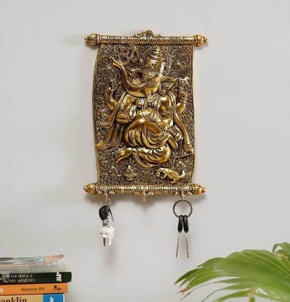 क्रीडे क्राफ्ट Metal Golden Calendar Ganesha ji Key Holder,Ganesha Metal Statue Decor your Home,Office Walls,Religious idol,Ganpati Showpiece Figurines.... एल्युमीनियम की होल्डर