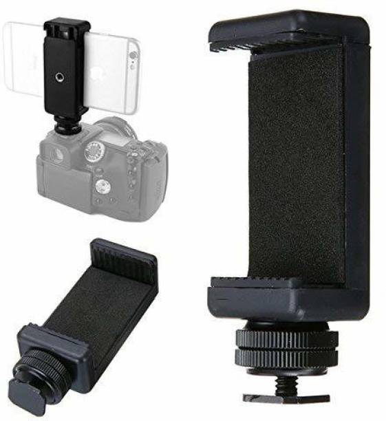 SUPERNIC 1/4" Phone Clip Holder + Hot Shoe Adapter Mount Screw For Camera Black For Sony Canon Nikon DSLR Tripod
