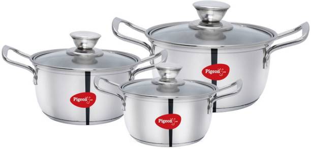 Pigeon Special Stainless Steel Conical Casserole 3 Set(16 18 20 CM) Induction Bottom Cookware Set