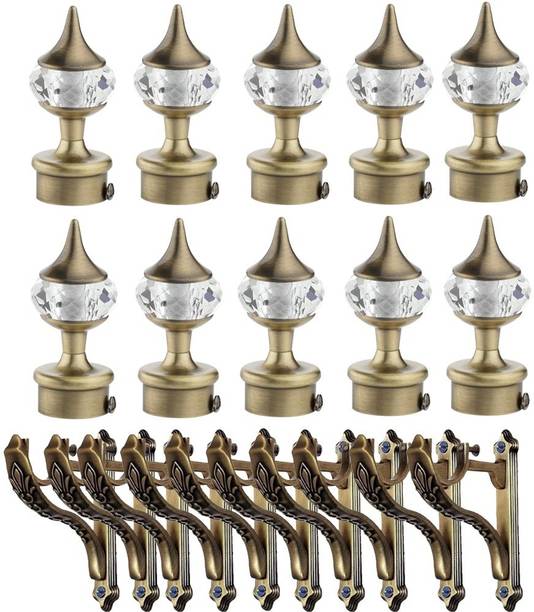 GLOXY Gold Rod Rail Bracket, Curtain Knobs, Curtain Hooks, Curtain Rods Metal