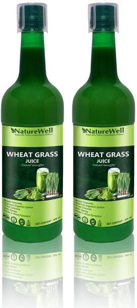 Naturewell Ultra Wheat Grass Juice 500 ml.Natural Juice for Building Immunity.Effective for Detoxification. High Chlorophyll.Fresh Sprouted Ultra Wheatgrass | No Added Artificial Flavours I Gluten Free (PACK OF 2)