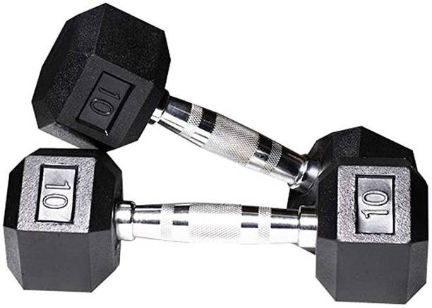 HACKERX Dumbbells 20kg Rubber Coated Professional Hex Dumbbell Set Fixed Weight Dumbbell Fixed Weight Dumbbell
