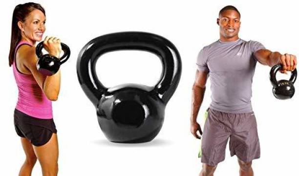 KORBAX Fitness Black Powder Coated Solid Cast Iron Kettlebell Weights Black Kettlebell