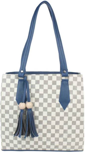 Women Blue, White Hand-held Bag Price in India