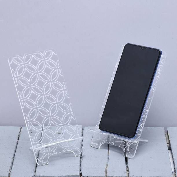 DULI Stylish Arcylic tranparnt with Circle Design multipurpose Stand Mobile stand Tablet Stand With hole for charging cable Mobile Holder