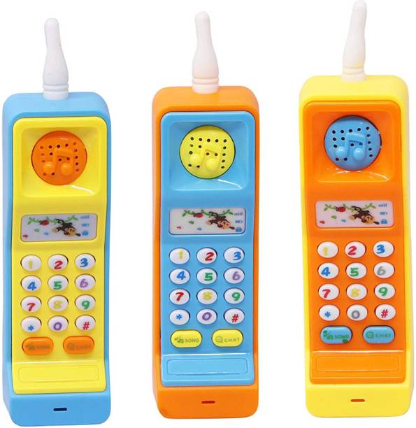 Enorme Cordless Musical Mobile Phone Toy, Intelligent Learning Machine Study Learn Words Sing Song Plastic Hobby Intelligence Gifts Educational Cellphone Telephone for Kids ( Batteries Included - Phone Pack 3)