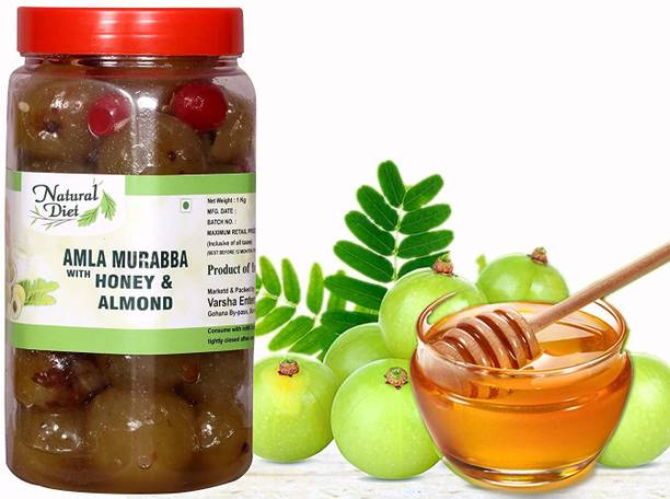 Natural Diet Mother Made Organic Amla Murabba (Marmalade) with Honey (Ingredient: Fenugreek, Muskmelon Seeds , Red Karonda Cherry , Clove, Elam, Crystals, Cardamom/Elichie, Palm) 1kg Amla Murabba