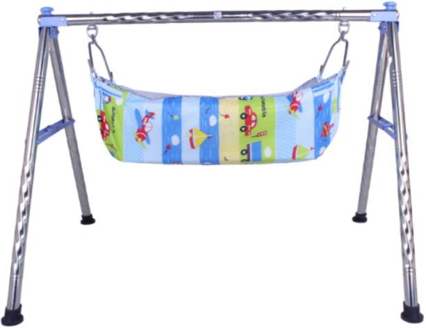 vyana sales skyblue foldable round stainless steel cradle with cot (KHOYU)