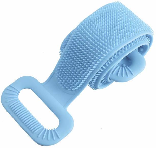 RBGIIT Lengthening and Thickening Silicone Body Brush, Easy to Clean, Lathers Well, Eco Friendly, Bath Belt Exfoliating Long Silicone Body Back Scrubber(Blue,30inch)
