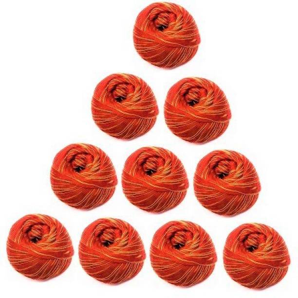Kuhu Creations Silk Mauli - Kalawa - Raksha Sutra with Two Natural Colors Red and Saffron in Silk Thread 10 Pieces Combo