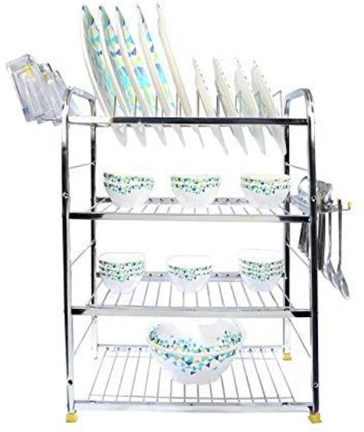 MEGHA KITCHENWARE Dish Drainer Kitchen Rack Steel 3 Shelf Dish Rack | Modular Kitchen Utensils Rack | 24INCH (H) * 18INCH (L)