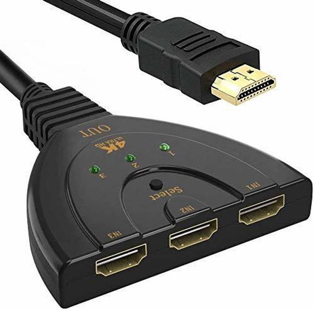 ULTRABYTES  TV-out Cable 3 Port HDMI 4K 1.4V Version Switch Splitter with Pigtail Cable 3x1 HDMI Switch Adaptor Compatible with Fire Stick, Xbox One, PS3, 4, TV