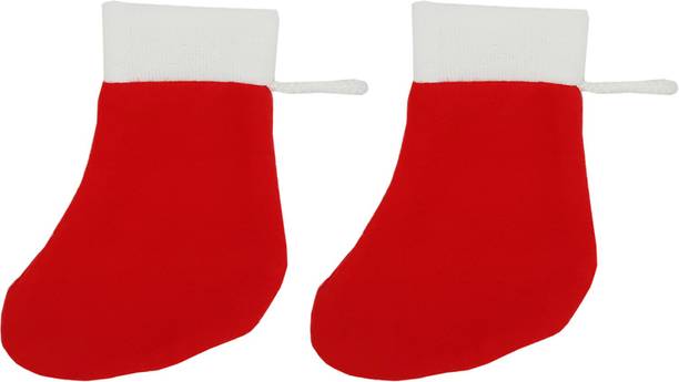 Ascension 2 Pcs Christmas Stockings Xmas Fireplace Socks Candy Gift Bag Santa Christmas Tree Hanging Decoration,Classic Red & White Stockings (Small) Hanging Ornaments Pack of 2