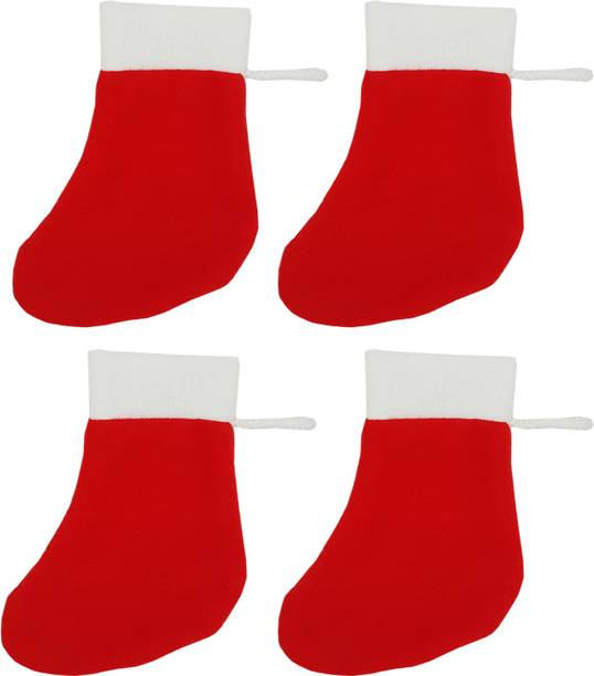 Ascension 4 Pcs Christmas Stockings Xmas Fireplace Socks Candy Gift Bag Santa Christmas Tree Hanging Decoration,Classic Red & White Stockings (Medium) Hanging Ornaments Pack of 4