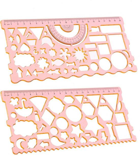 PMW 2 Stencils - Spirograph - 2Pcs - 20cm Geometric Figure Protractor Symbols Drawing Template Ruler Set Student Drafting Stencil Drafting Kit
