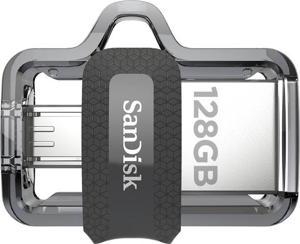 SanDisk Ultra Dual SDDD3-128G-G46/SDDD3-128G-i35 128 GB OTG Drive Compatible with Desktop Computer, Mobile, Tablet, Laptop USB 3.0 Plastic Case